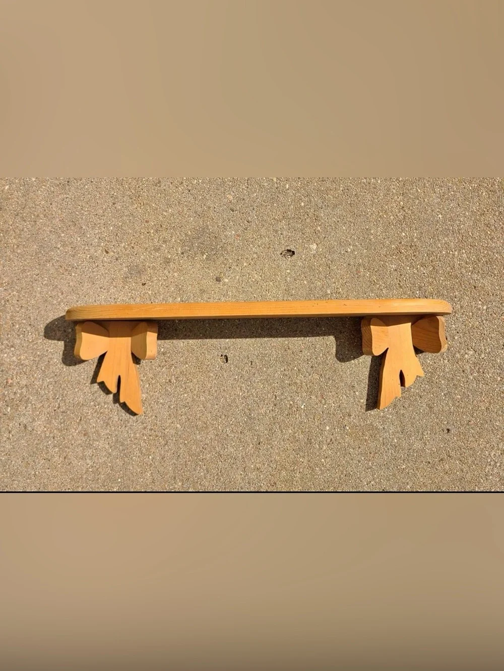 Vintage Wooden Bow Wall Shelf in Natural Oak Finish